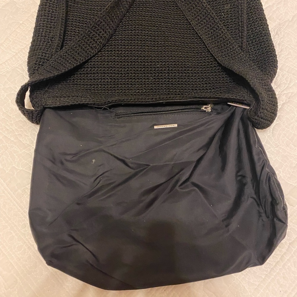 THE SAK's Indio‎ Black Crochet Medium Tablet Bag Purse - Picture 4 of 10